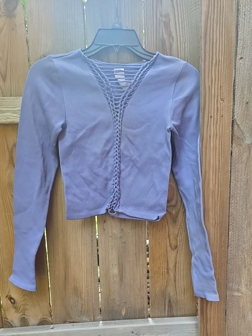 Women’s Braided Front Long Sleeve Top — Lavender